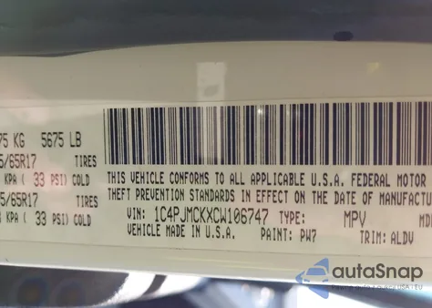 2012 Jeep Liberty Limited Edition z USA, uszkodzony, nr VIN 1C4PJMCKXCW106747